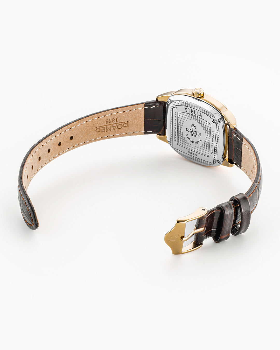 Stella 32.5mm Quartz Three-Hand White Mop Dial  Brown Leather Bracelet Sapphire antireflection glass  Stainless Steel swiss watch