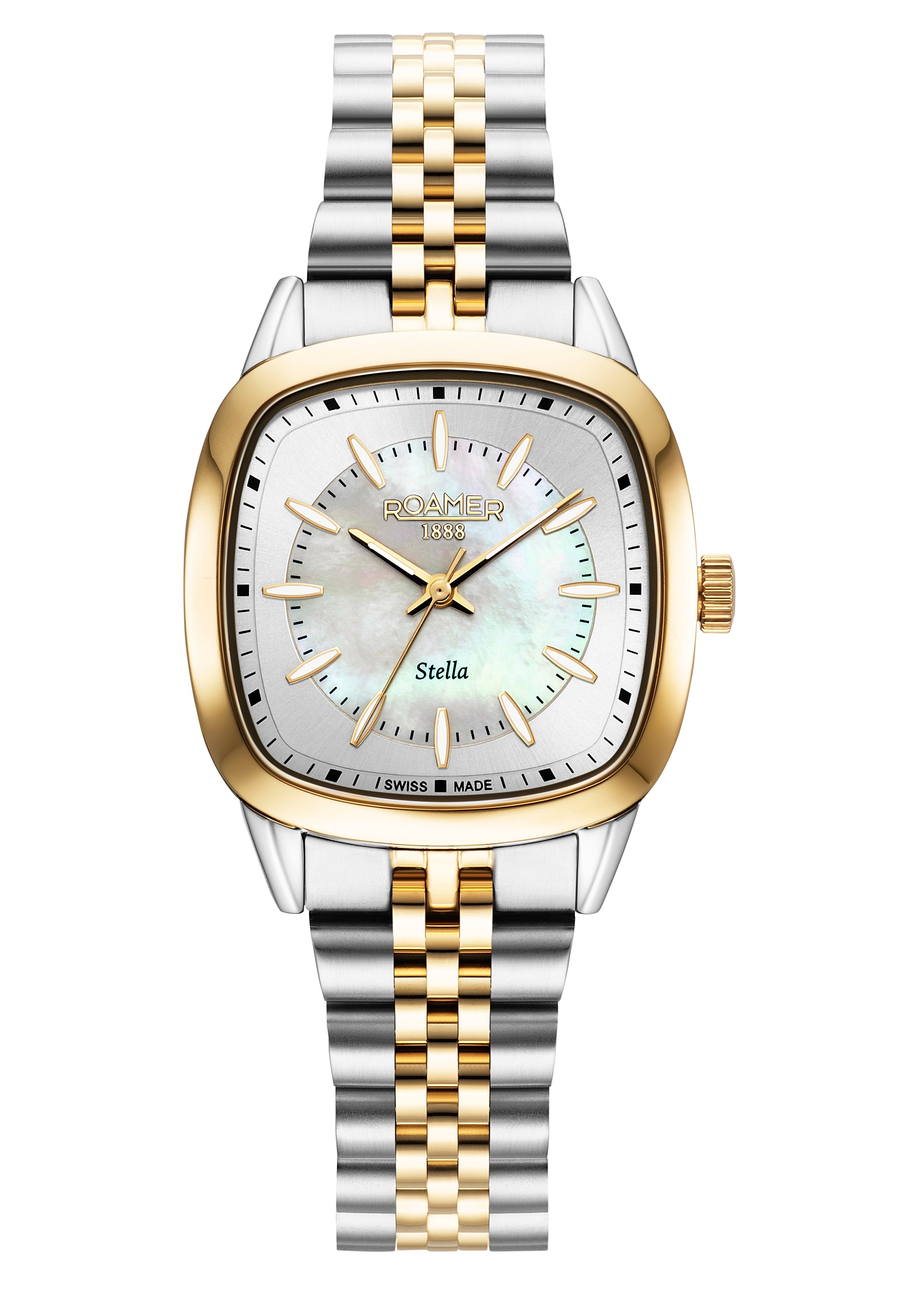 Stella 32.5mm Quartz Three-Hand White Mop Dial Gold-Silver Tone  Bracelet Sapphire antireflection glass  Stainless Steel swiss watch