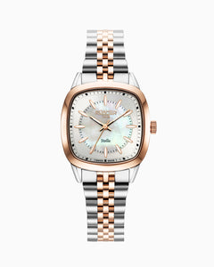 Stella 32.5mm Quartz Three-Hand White Mop Dial RoseGold-Silver Tone Bracelet Sapphire antireflection glass  Stainless Steel swiss watch