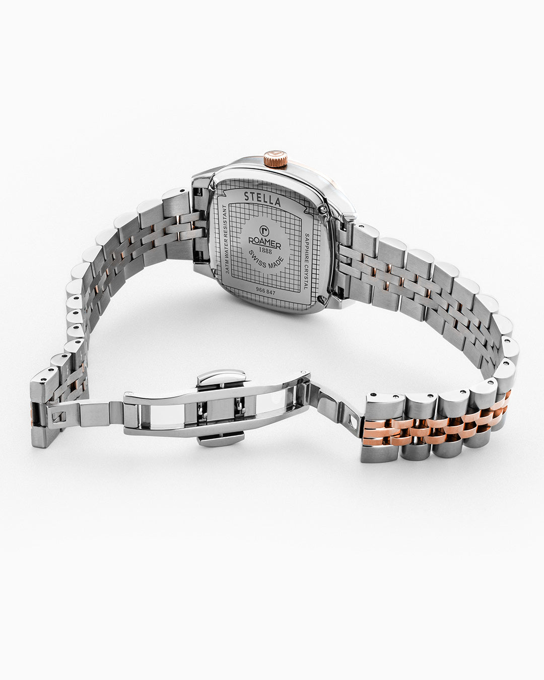 Stella 32.5mm Quartz Three-Hand White Mop Dial RoseGold-Silver Tone Bracelet Sapphire antireflection glass  Stainless Steel swiss watch