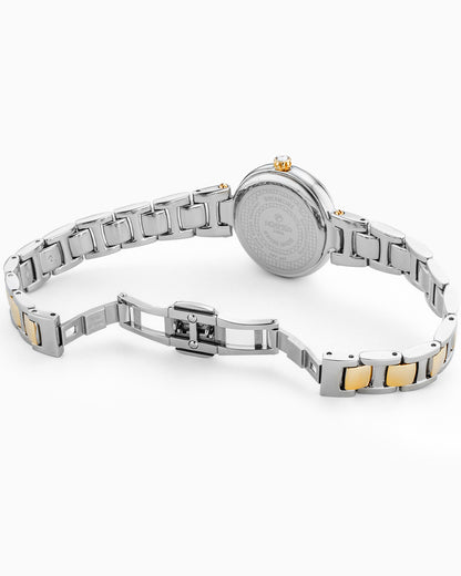 Dreamline Diamonds 28 mm Quartz Three-Hand White Mop Dial Gold-Silver Tone  Bracelet Sapphire glass Stainless Steel swiss watch