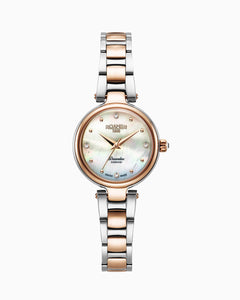 Dreamline Diamonds 28mm Quartz Three-Hand White Mop Dial RoseGold-Silver Tone Bracelet Sapphire glass Stainless Steel swiss watch