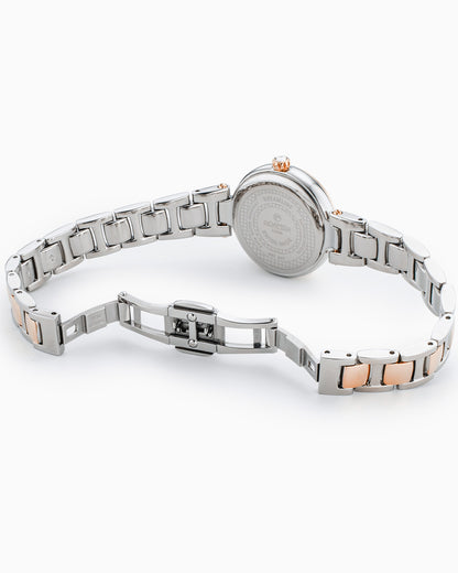Dreamline Diamonds 28mm Quartz Three-Hand White Mop Dial RoseGold-Silver Tone Bracelet Sapphire glass Stainless Steel swiss watch