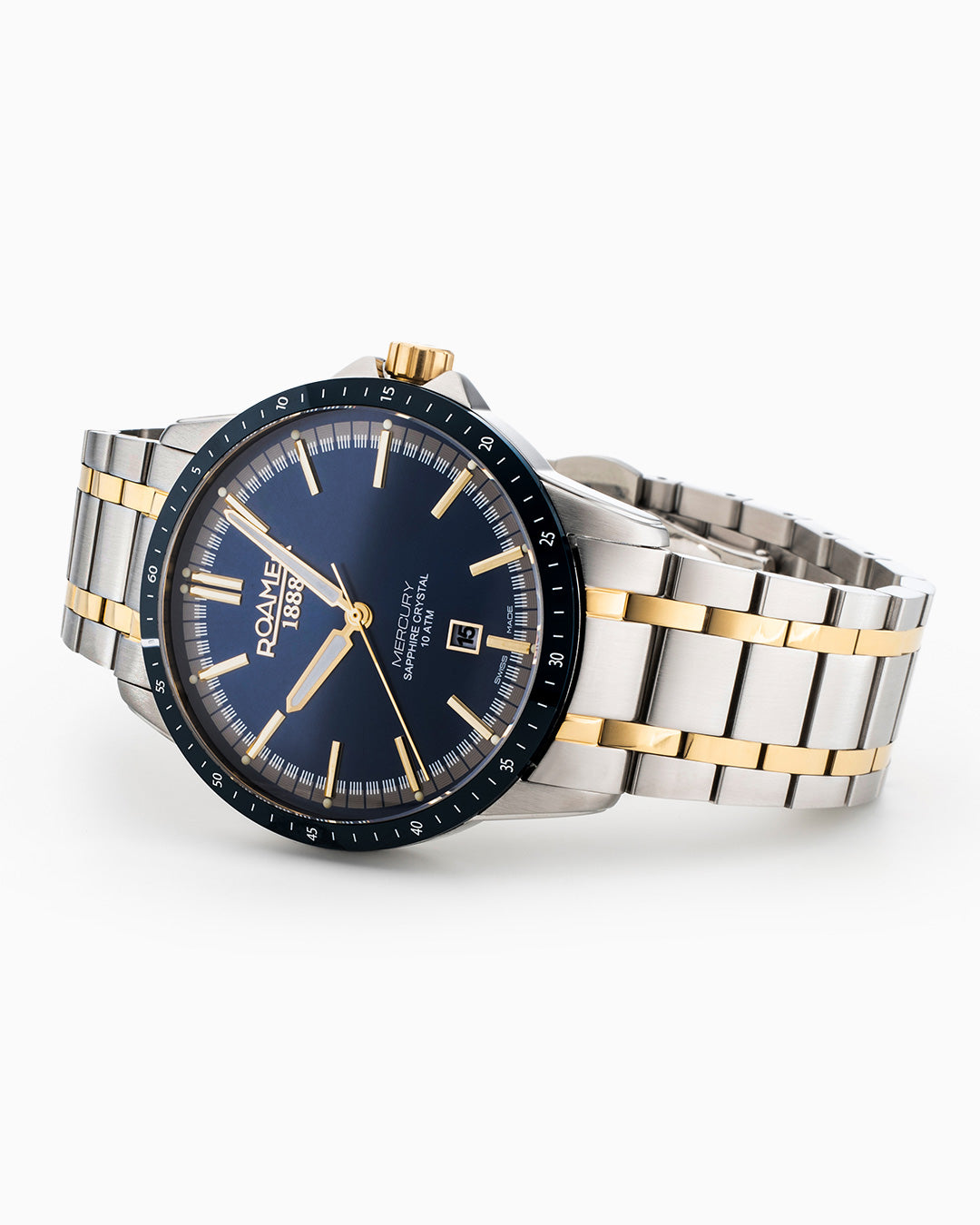 Mercury Classic 42 mm Quartz Three-Hand Date Blue Dial Two-tone Bracelet Sapphire glass Stainless Steel swiss watch