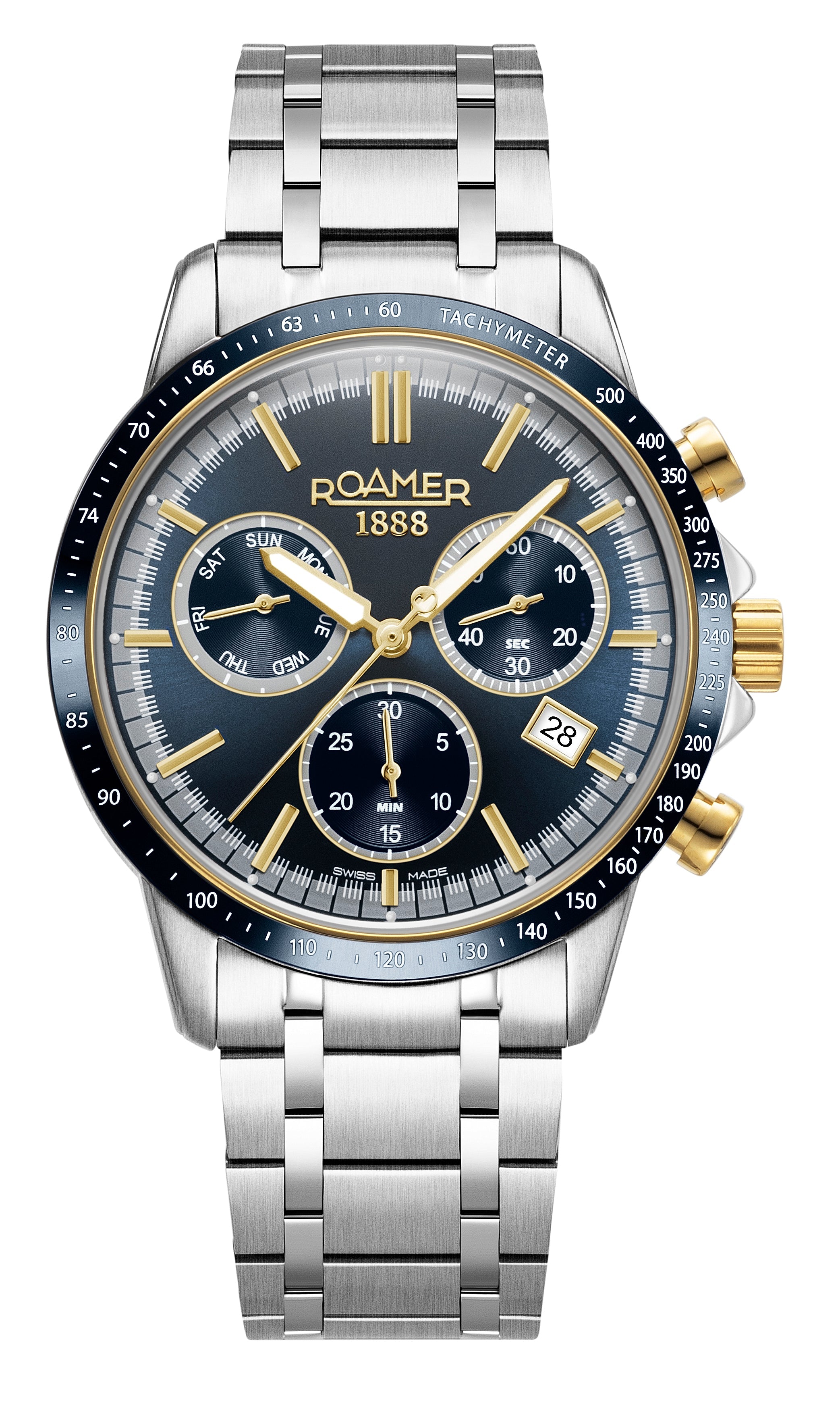 Mercury Chrono 43.5 mm Quartz Chronograph Date, small second Silver Bracelet Sapphire glass Stainless Steel swiss watch