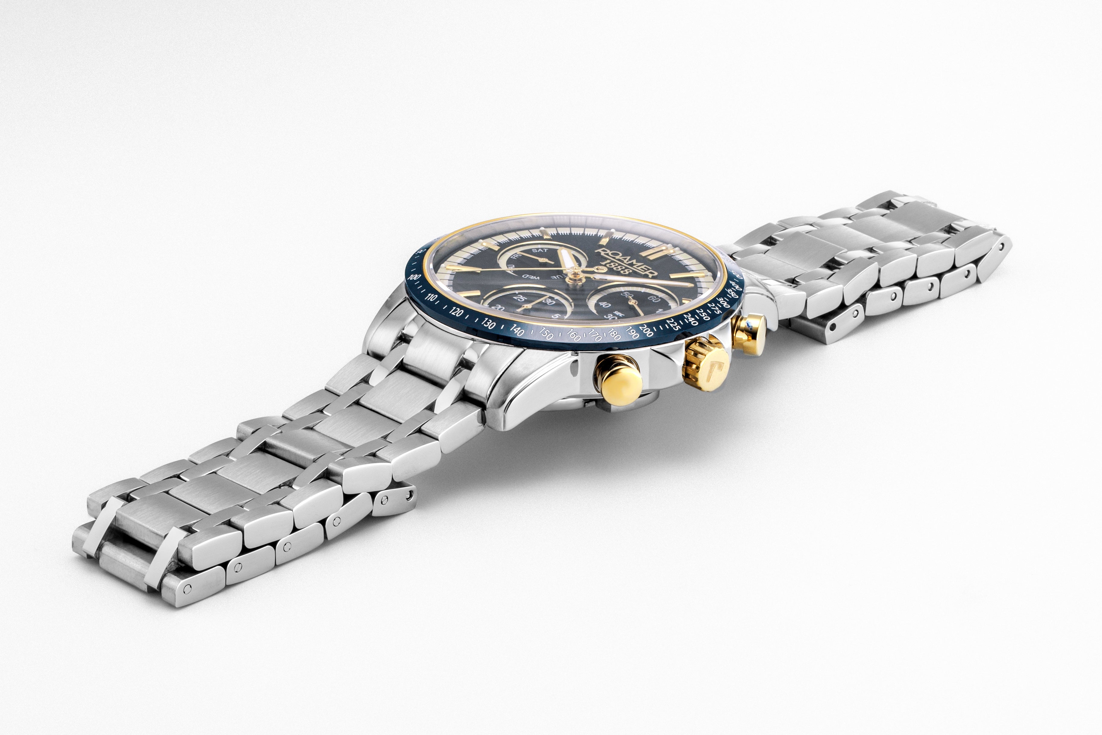 Mercury Chrono 43.5 mm Quartz Chronograph Date, small second Silver Bracelet Sapphire glass Stainless Steel swiss watch