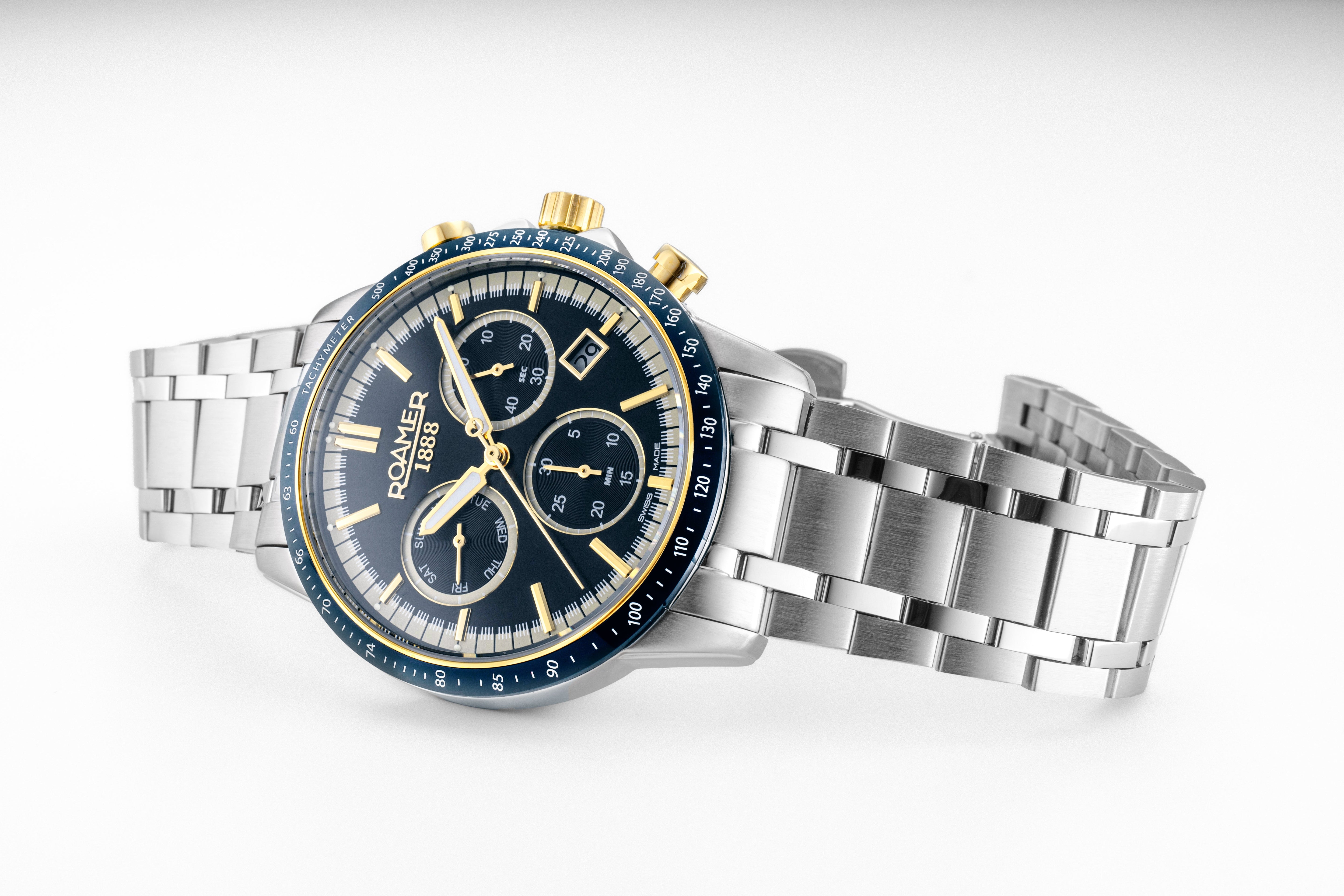 Mercury Chrono 43.5 mm Quartz Chronograph Date, small second Silver Bracelet Sapphire glass Stainless Steel swiss watch