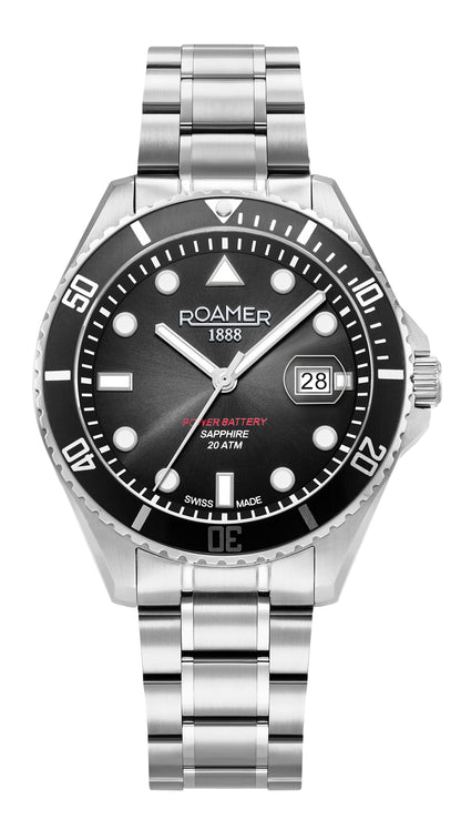 Pro Diver 200 43 mm Quartz Three-Hand Date Black Gradient Dial Silver Bracelet Sapphire glass Stainless Steel swiss watch