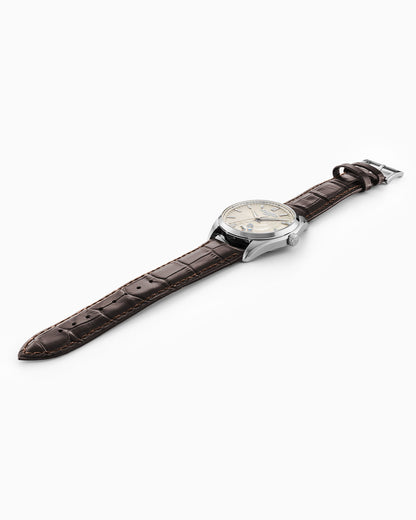 Elite 42mm Automatic Three-Hand Date Beige Dial Silver Bracelet Leather Strap Set Sapphire glass Stainless Steel swiss watch