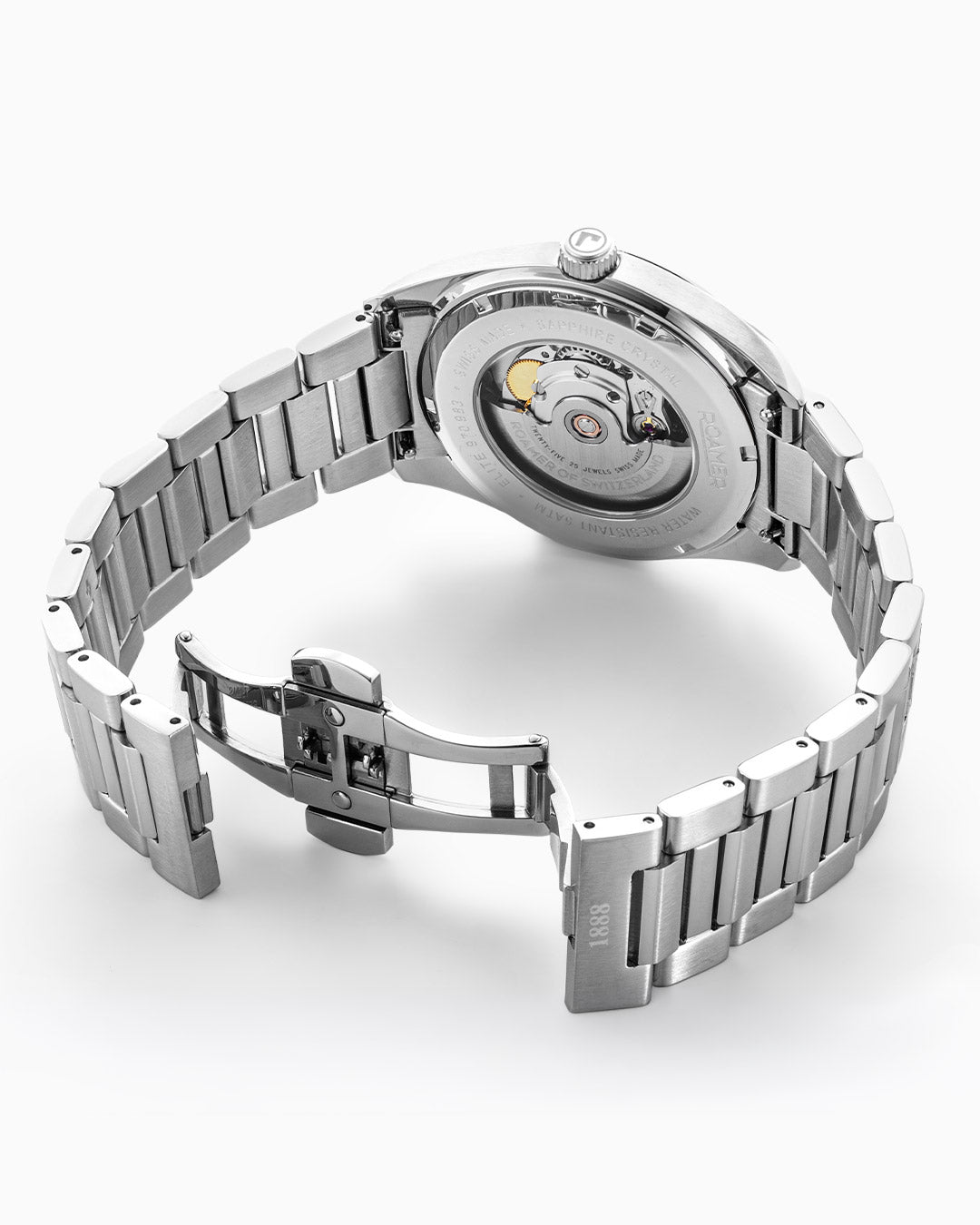 Elite 42mm Automatic Three-Hand Date Beige Dial Silver Bracelet Leather Strap Set Sapphire glass Stainless Steel swiss watch