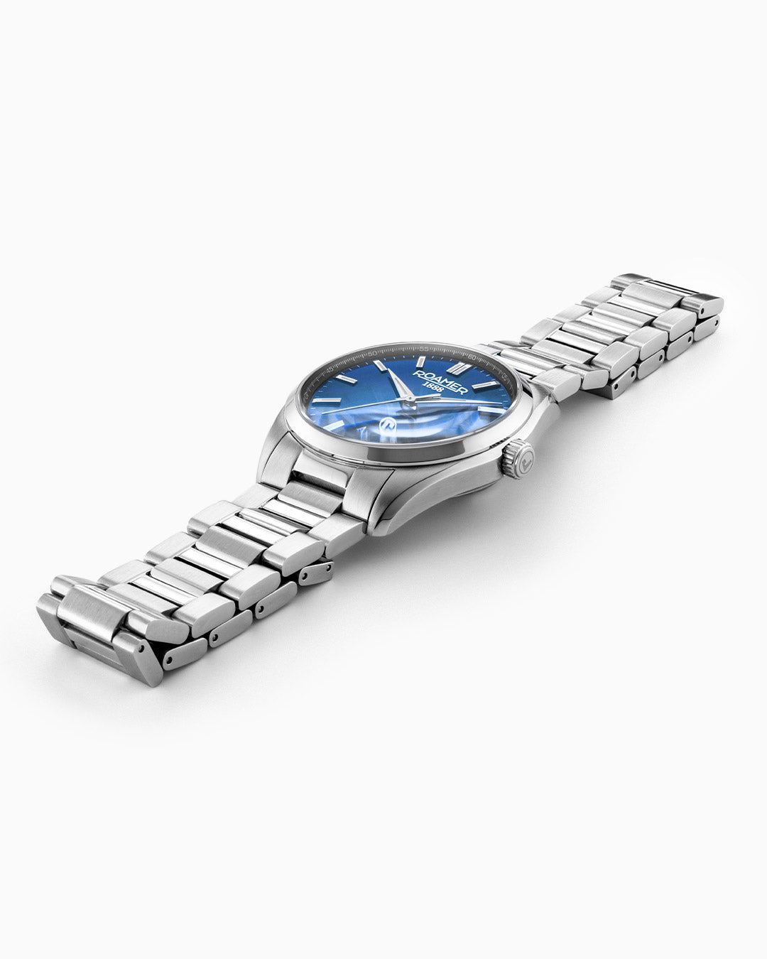 Elite 42mm Automatic Three-Hand Date Blue Dial Silver Bracelet Leather Strap Set Sapphire glass Stainless Steel swiss watch