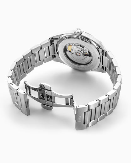 Elite 42mm Automatic Three-Hand Date Green Dial Silver Bracelet Leather Strap Set Sapphire glass Stainless Steel swiss watch