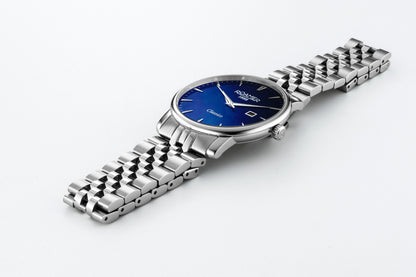 Classico Gents 40 mm Quartz Three-Hand Date Blue Sunray Dial Silver Bracelet Sapphire glass Stainless Steel swiss watch