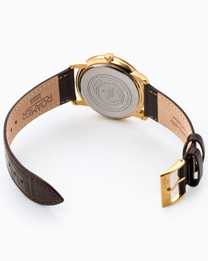 Classico Gents 40 mm Quartz Three-Hand Date White Dial Brown Leather Strap Sapphire glass Stainless Steel swiss watch