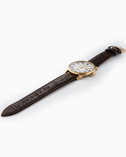 Classico Gents 40 mm Quartz Three-Hand Date White Dial Brown Leather Strap Sapphire glass Stainless Steel swiss watch