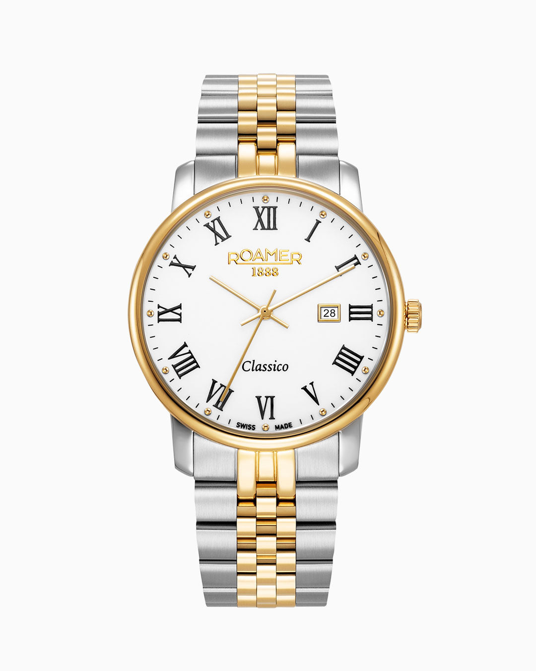 Classico Gents 40 mm Quartz Three-Hand White Dial  Date White Dial Gold-Silver Tone  Bracelet Sapphire glass Stainless Steel swiss watch