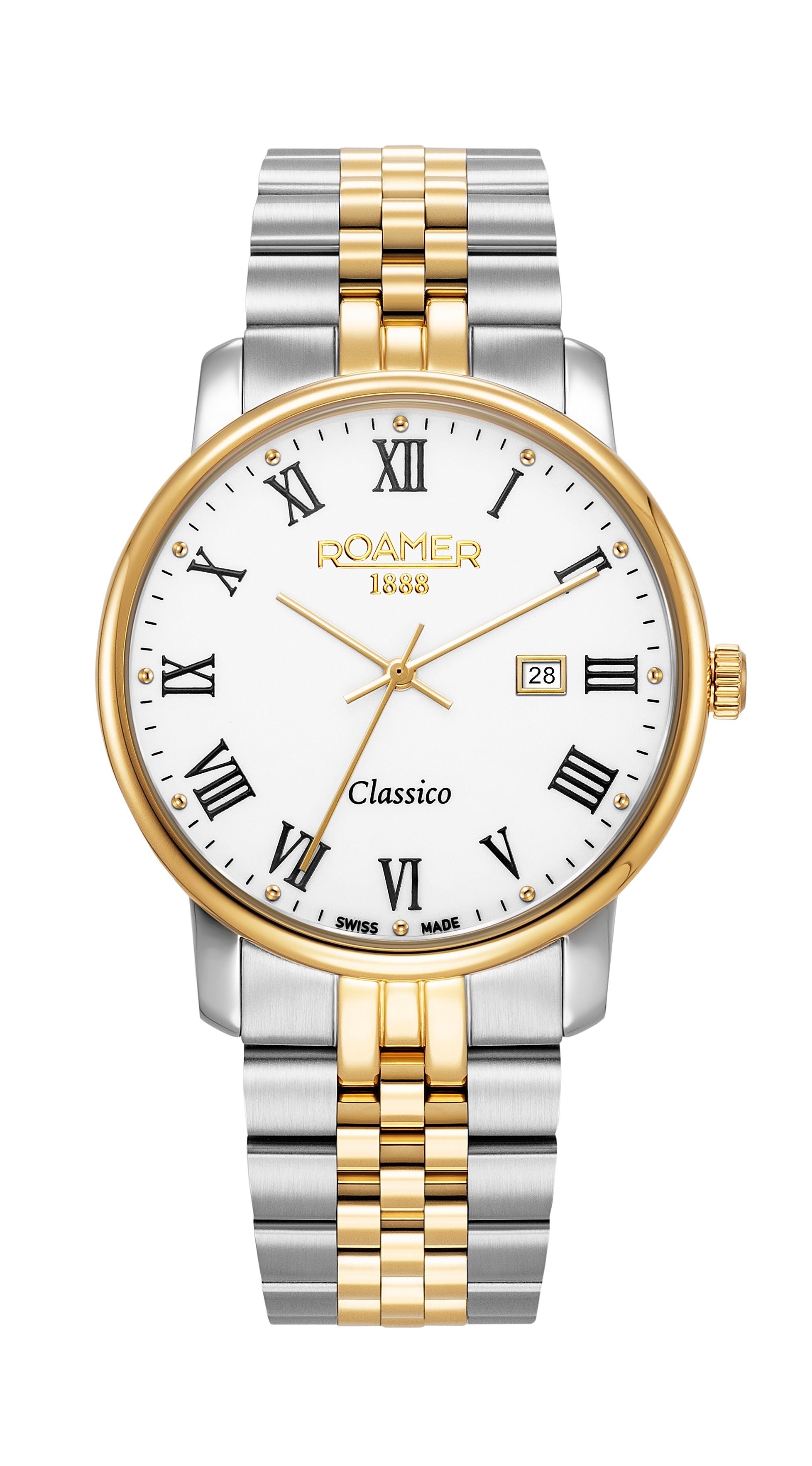 Classico Gents 40 mm Quartz Three-Hand White Dial  Date White Dial Gold-Silver Tone  Bracelet Sapphire glass Stainless Steel swiss watch