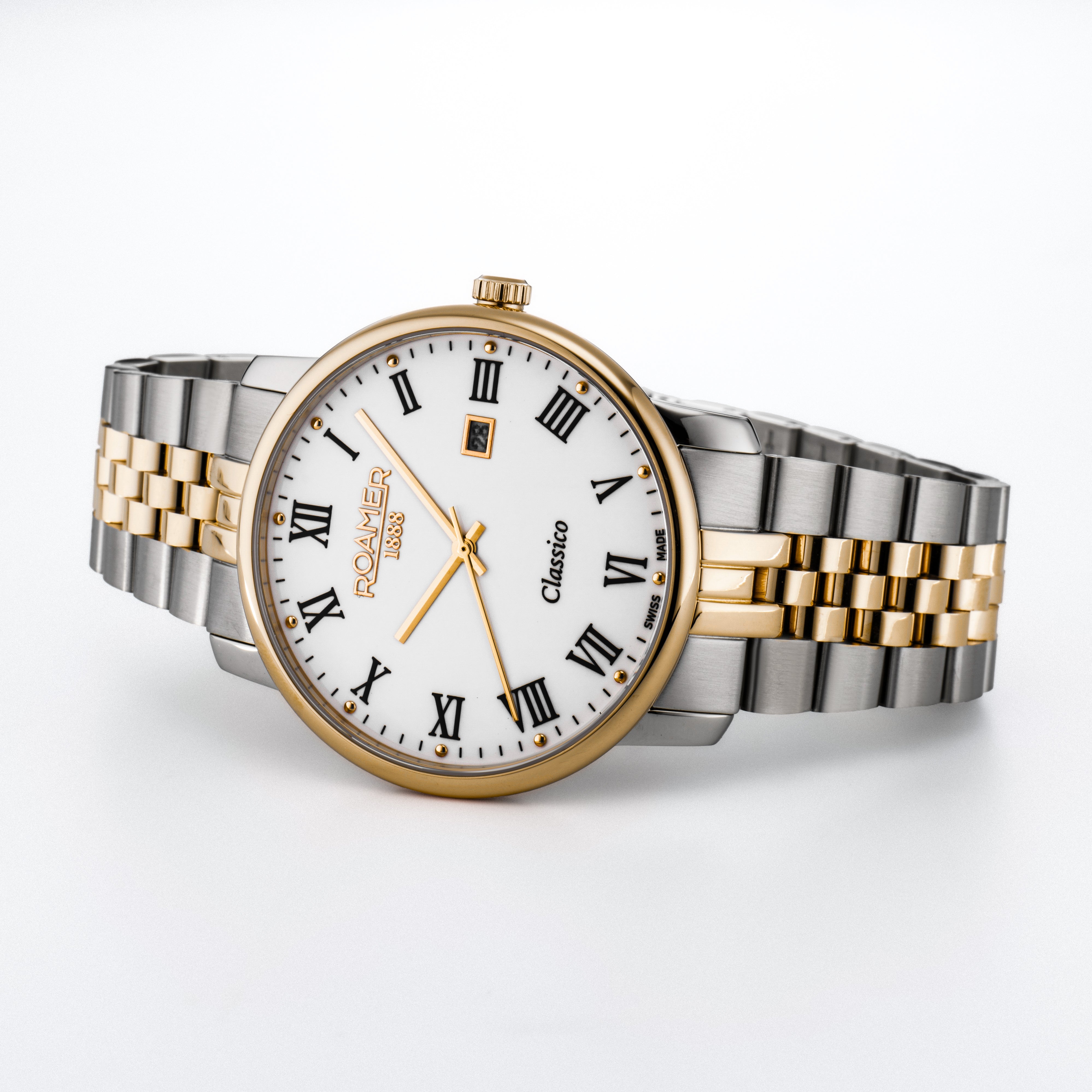 Classico Gents 40 mm Quartz Three-Hand White Dial  Date White Dial Gold-Silver Tone  Bracelet Sapphire glass Stainless Steel swiss watch