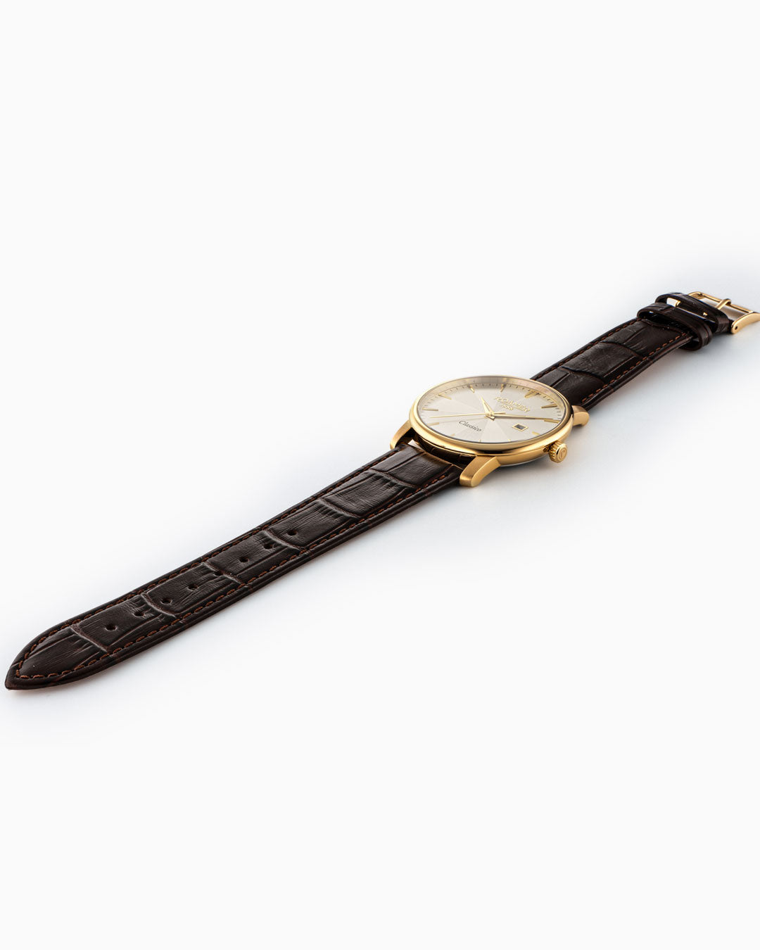 Classico Gents 40 mm Quartz Three-Hand Date Grey Sunray Dial Brown Leather Strap Sapphire glass Stainless Steel swiss watch