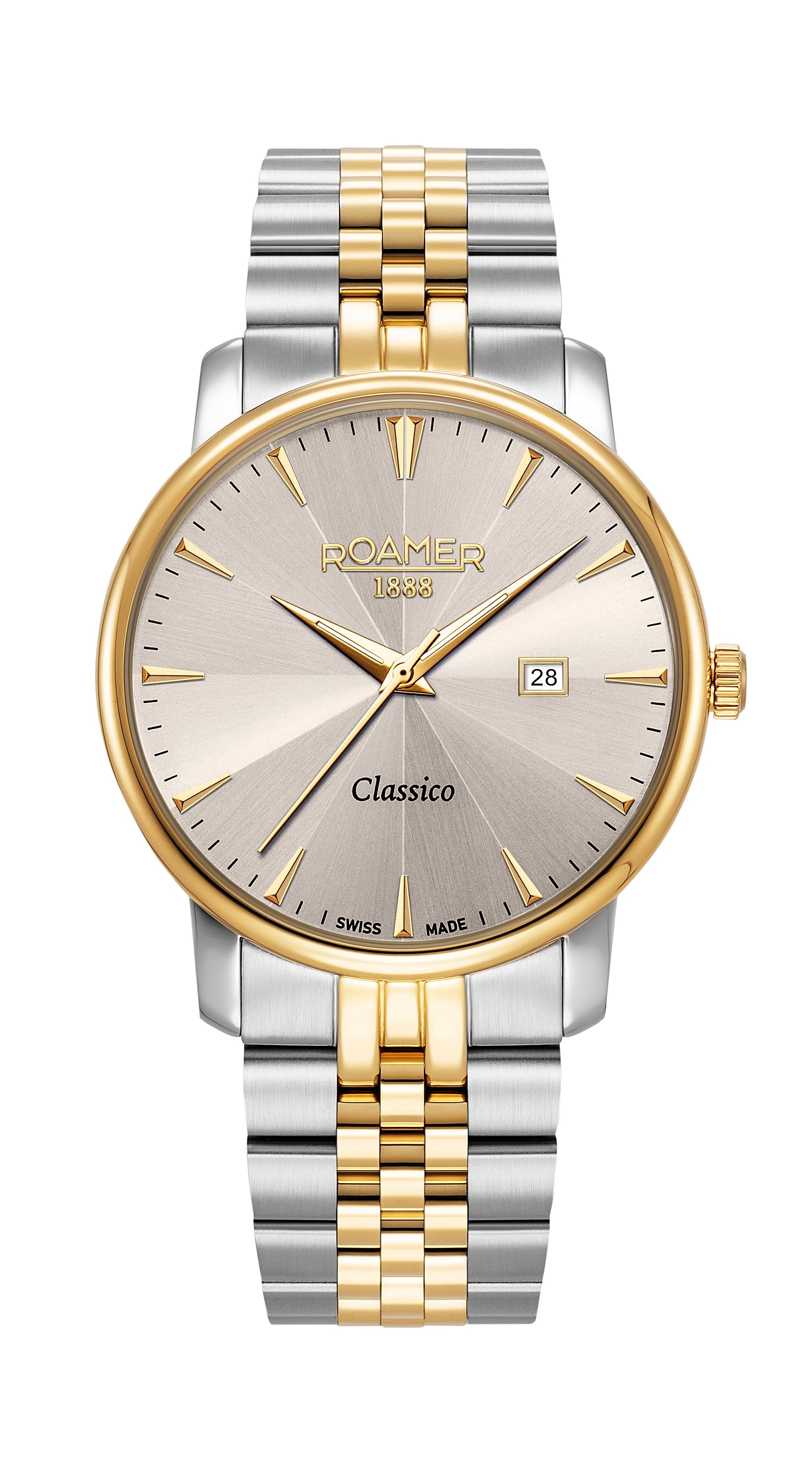 Classico Gents 40 mm Quartz Three-Hand Date Grey Sunray Dial Two-Tone Bracelet Sapphire glass Stainless Steel swiss watch