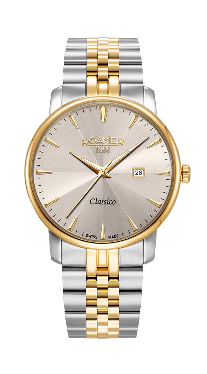 Classico Gents 40 mm Quartz Three-Hand Date Grey Sunray Dial Two-Tone Bracelet Sapphire glass Stainless Steel swiss watch