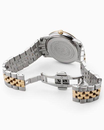 Classico Gents 40 mm Quartz Three-Hand Date Grey Sunray Dial Two-Tone Bracelet Sapphire glass Stainless Steel swiss watch