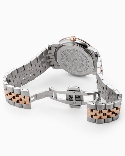 Classico Gents 40 mm Quartz Three-Hand White Dial  Date White Dial RoseGold-Silver Tone Bracelet Sapphire glass Stainless Steel swiss watch