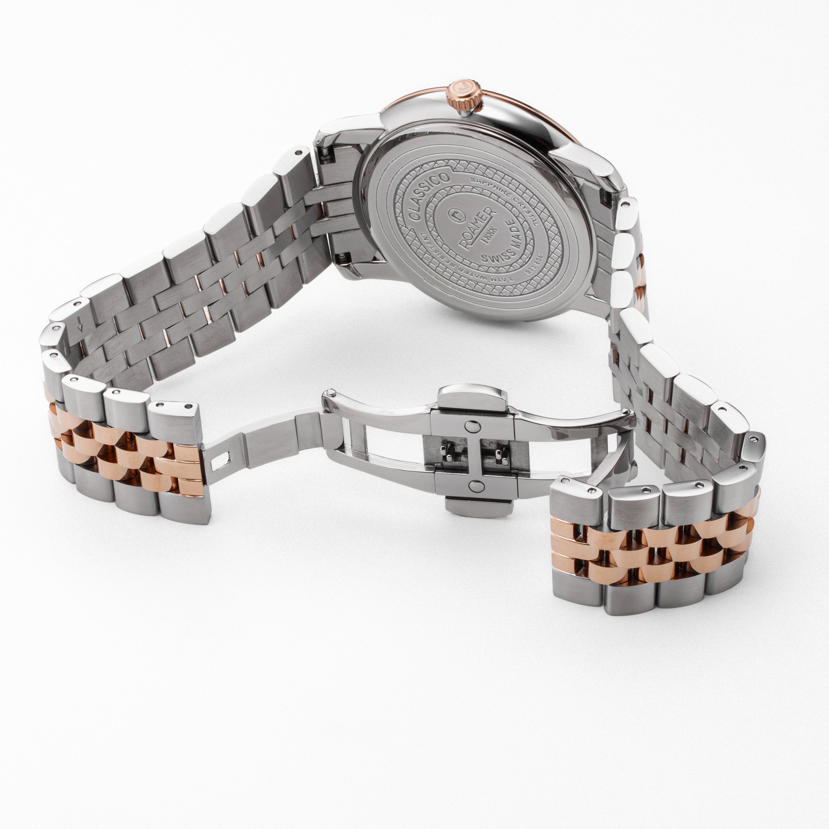 Classico Gents 40 mm Quartz Three-Hand White Dial  Date White Dial RoseGold-Silver Tone Bracelet Sapphire glass Stainless Steel swiss watch