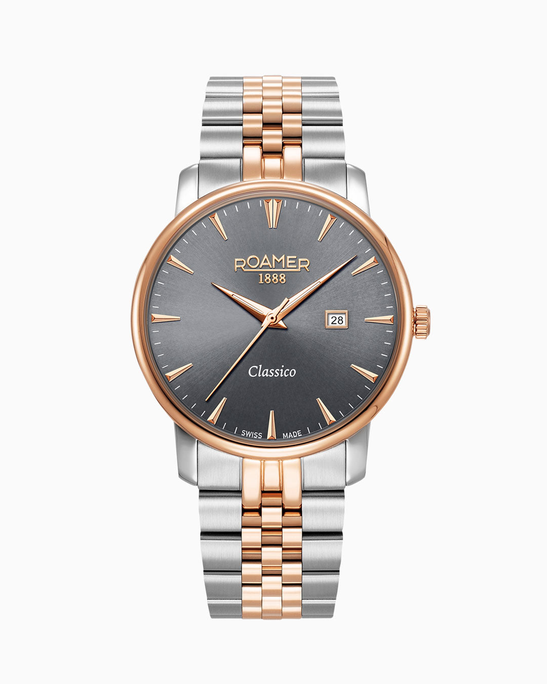 Classico Gents 40 mm Quartz Three-Hand Date Grey Sunray Dial Two-Tone Bracelet Sapphire glass Stainless Steel swiss watch