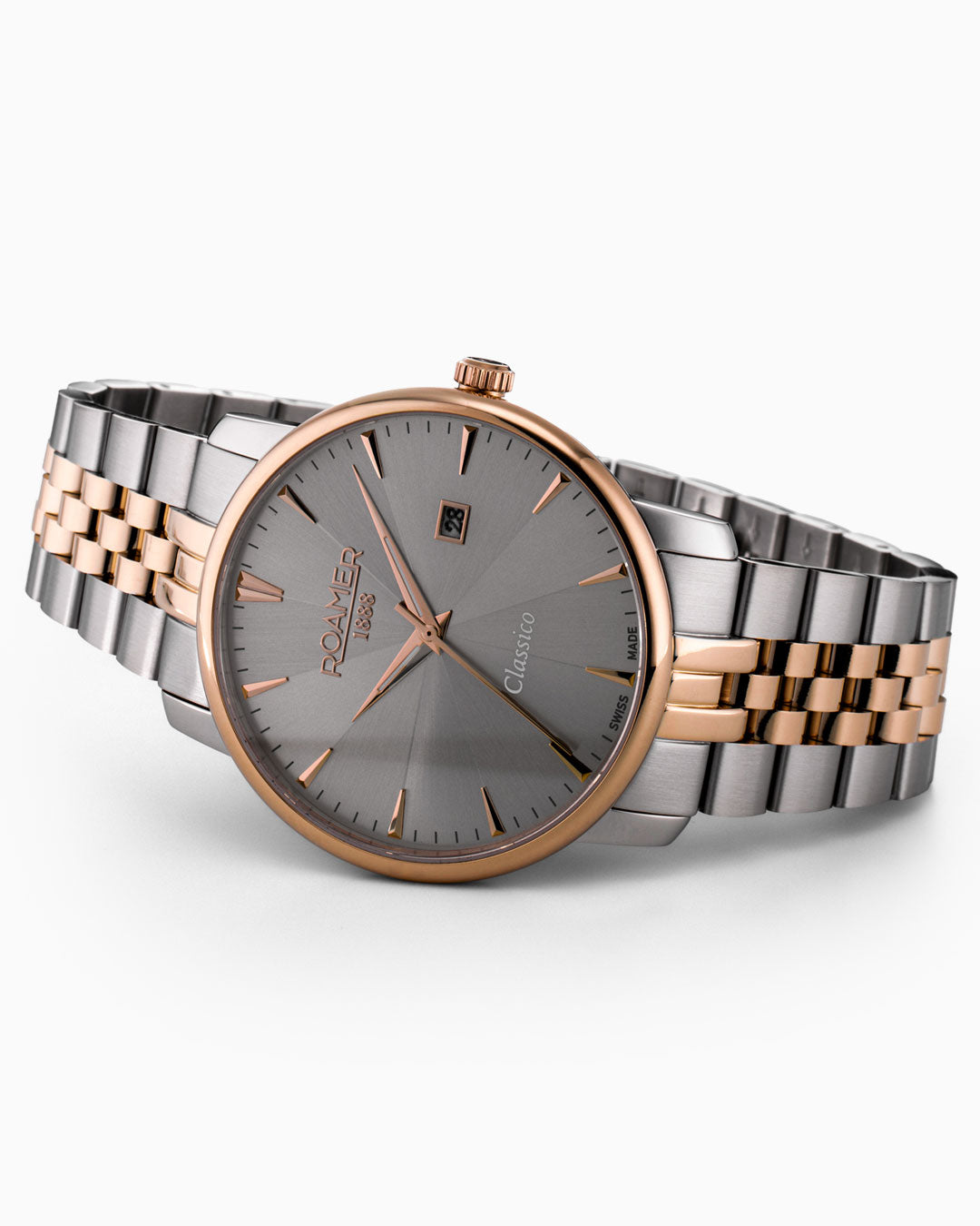 Classico Gents 40 mm Quartz Three-Hand Date Grey Sunray Dial Two-Tone Bracelet Sapphire glass Stainless Steel swiss watch