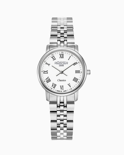 Classico Ladies 30mm Quartz Two-Hand White Dial Silver Bracelet Sapphire glass Stainless Steel swiss watch