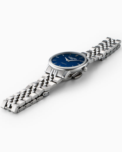 Classico Ladies 30mm Quartz Two-Hand Blue Sunray Dial Silver Bracelet Sapphire glass Stainless Steel swiss watch