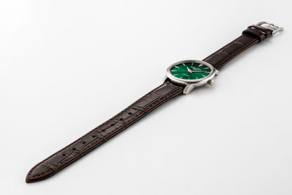 Classico Ladies 30mm Quartz Two-Hand Green Sunray Dial  Brown Leather Strap Sapphire glass Stainless Steel swiss watch