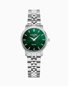 Classico Ladies 30mm Quartz Two-Hand Green Sunray Dial Silver Bracelet Sapphire glass Stainless Steel swiss watch