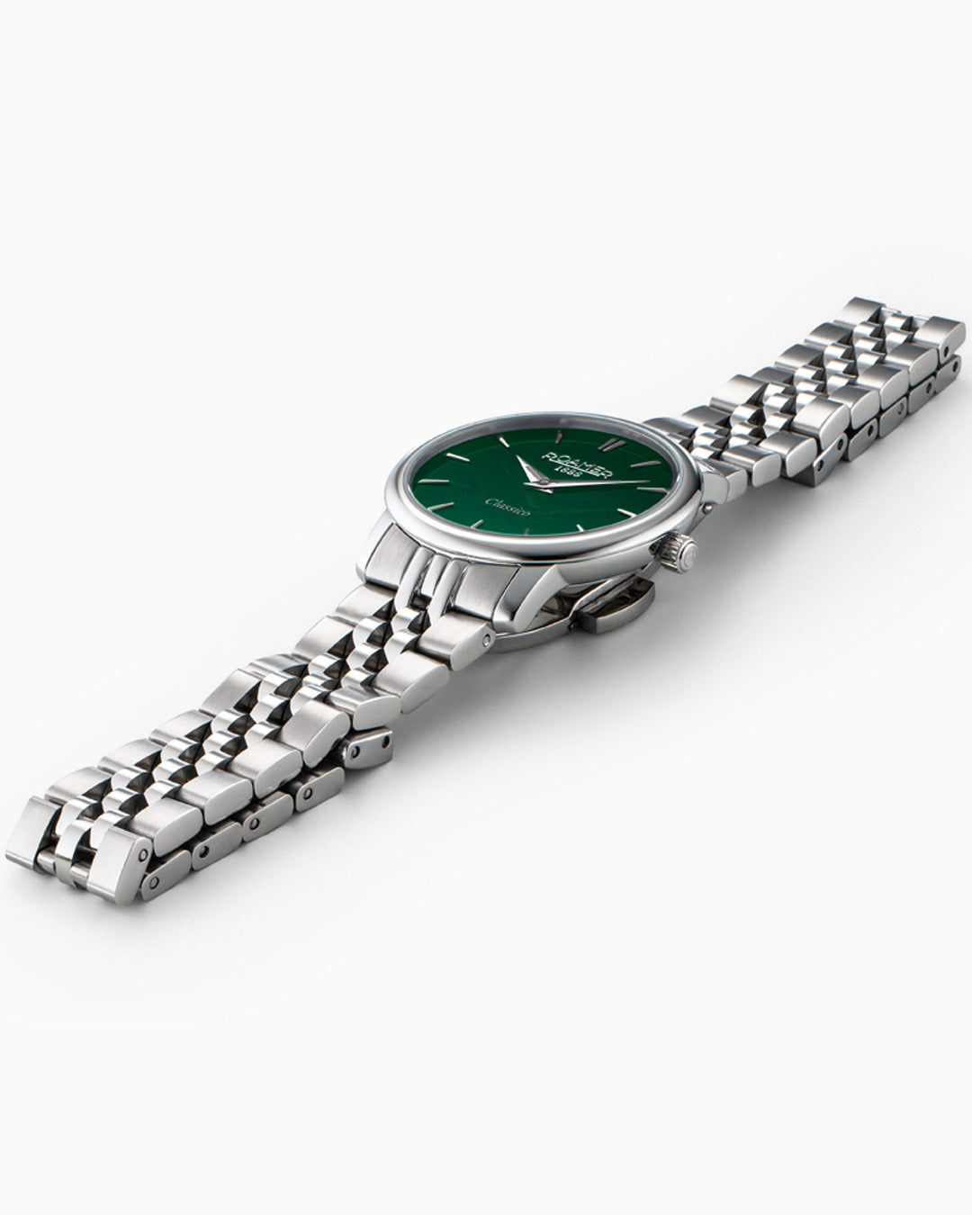 Classico Ladies 30mm Quartz Two-Hand Green Sunray Dial Silver Bracelet Sapphire glass Stainless Steel swiss watch