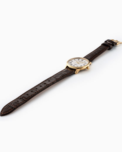 Classico Ladies 30mm Quartz Two-Hand White Dial  Brown Leather Strap Sapphire glass Stainless Steel swiss watch
