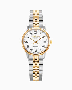 Classico Ladies 30mm Quartz Two-Hand White Dial  Gold-Silver Tone Bracelet Sapphire glass Stainless Steel swiss watch