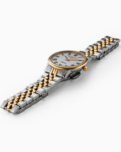 Classico Ladies 30mm Quartz Two-Hand White Dial  Gold-Silver Tone Bracelet Sapphire glass Stainless Steel swiss watch