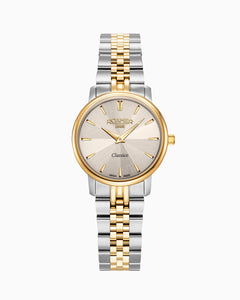 Classico Ladies 30mm Quartz Two-Hand Grey Sunray Dial  Two-Tone Bracelet Sapphire glass Stainless Steel swiss watch