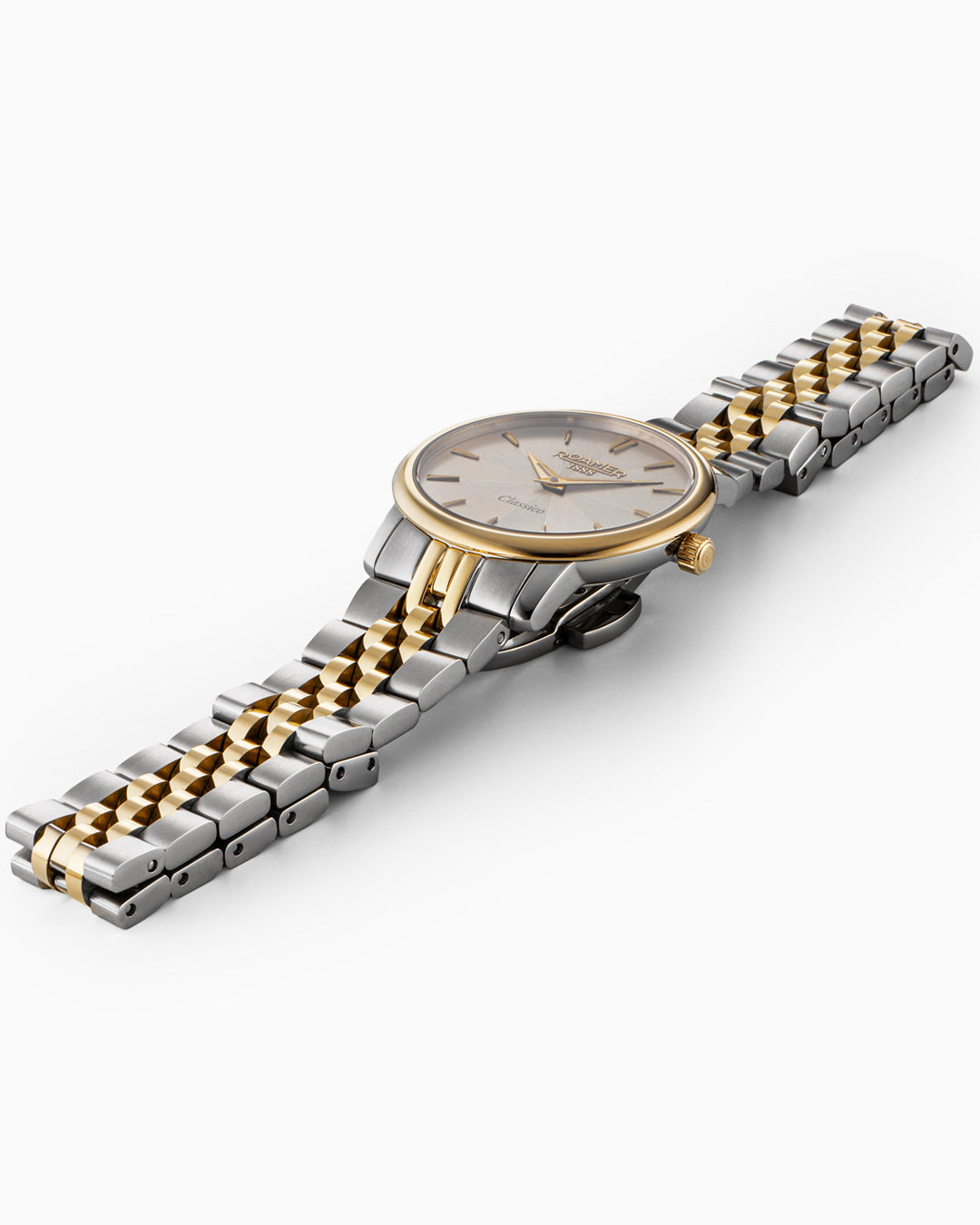 Classico Ladies 30mm Quartz Two-Hand Grey Sunray Dial  Two-Tone Bracelet Sapphire glass Stainless Steel swiss watch