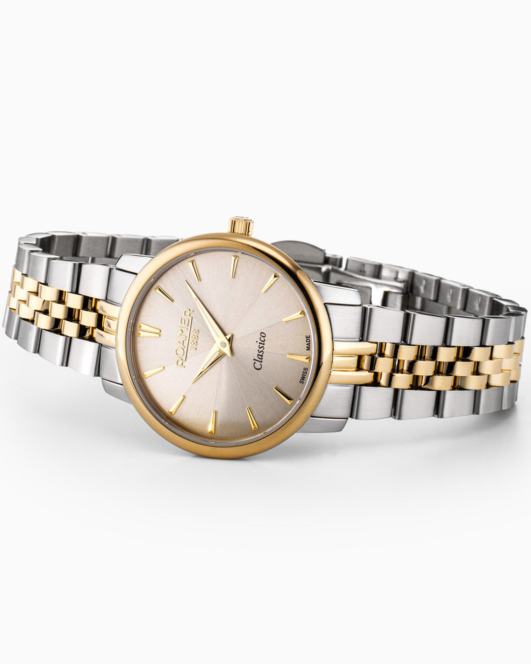 Classico Ladies 30mm Quartz Two-Hand Grey Sunray Dial  Two-Tone Bracelet Sapphire glass Stainless Steel swiss watch