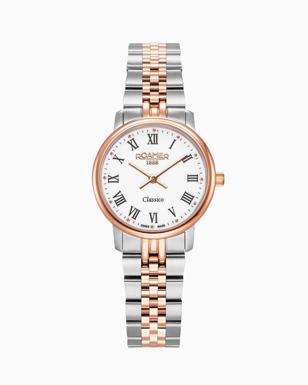 Classico Ladies 30mm Quartz Two-Hand White Dial  RoseGold-Silver Tone Bracelet Sapphire glass Stainless Steel swiss watch