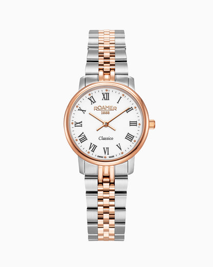 Classico Ladies 30mm Quartz Two-Hand White Dial  RoseGold-Silver Tone Bracelet Sapphire glass Stainless Steel swiss watch