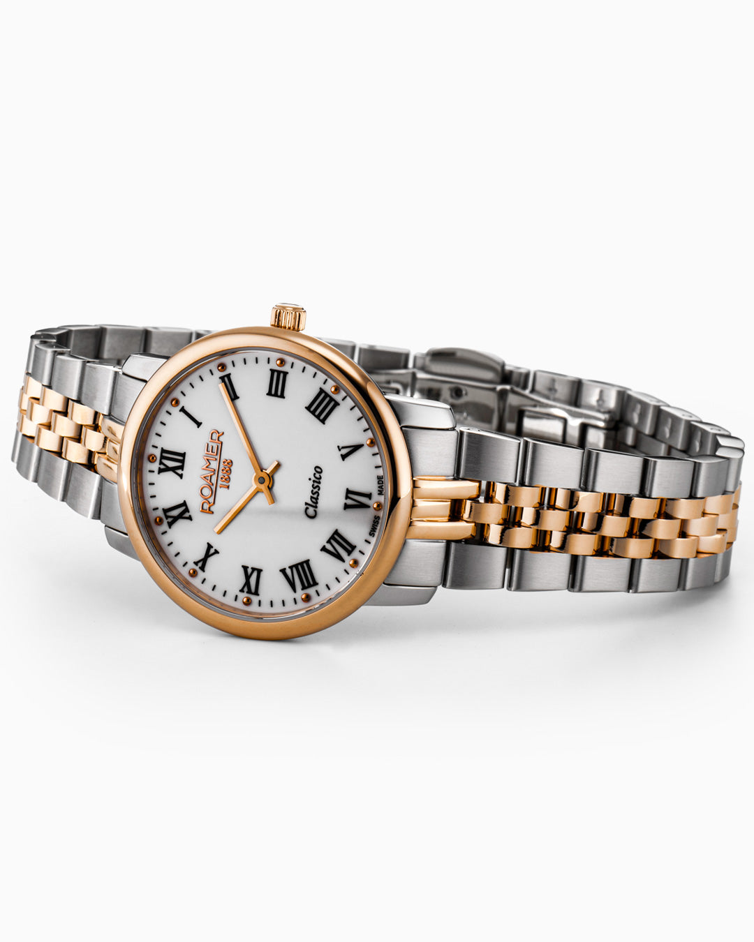 Classico Ladies 30mm Quartz Two-Hand White Dial  RoseGold-Silver Tone Bracelet Sapphire glass Stainless Steel swiss watch