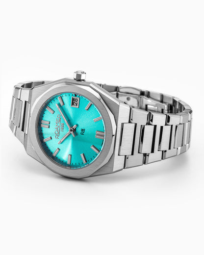 R8 Ladies 32.5mm Quartz Two-Hand Date Light Blue Sunray Dial Silver Bracelet Sapphire glass Stainless Steel swiss watch