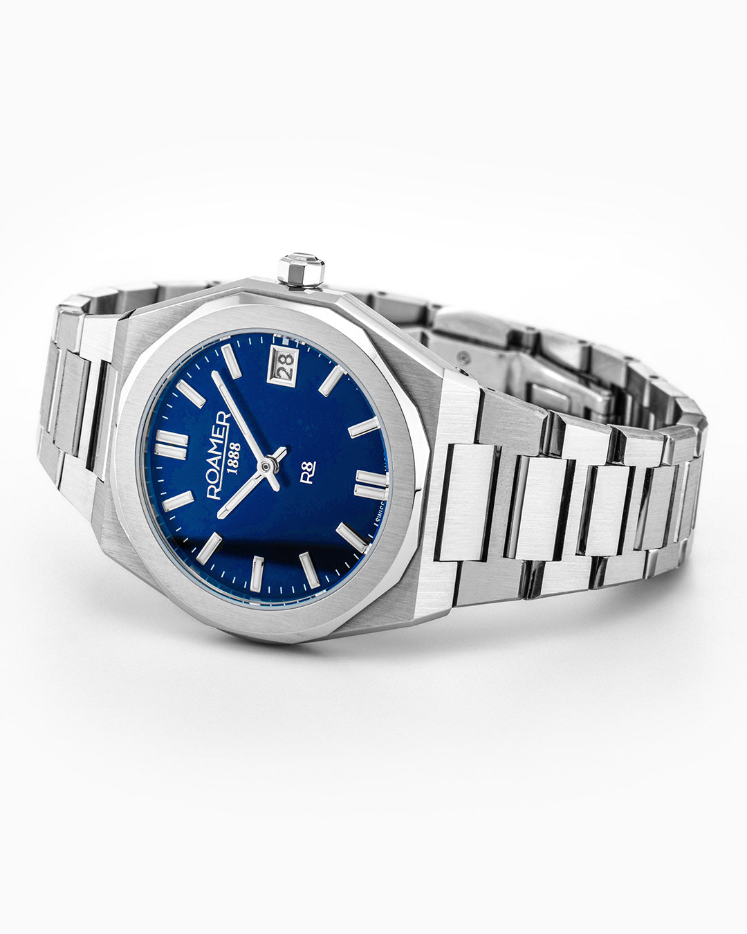 R8 Ladies 32.5mm Quartz Two-Hand Date Blue Sunray Dial Silver Bracelet Sapphire glass Stainless Steel swiss watch