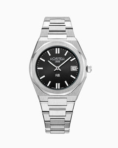 R8 Ladies 32.5mm Quartz Two-Hand Date Black Sunray Dial Silver Bracelet Sapphire glass Stainless Steel swiss watch