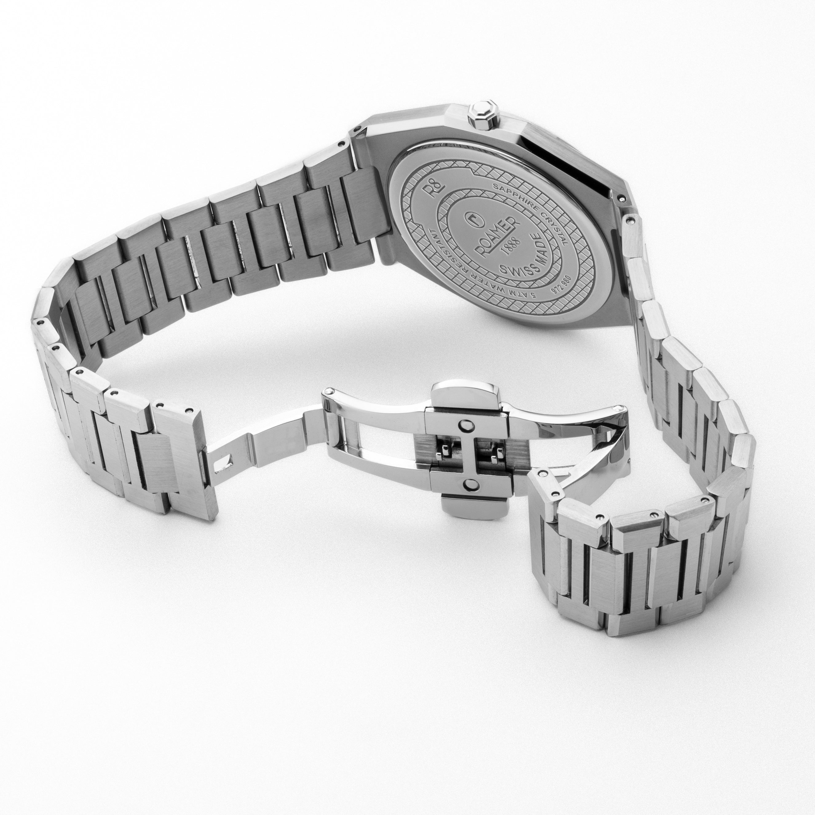 R8 Gents 41 mm Quartz Three-Hand Date Light Blue Dial Silver Bracelet Sapphire glass Stainless Steel swiss watch