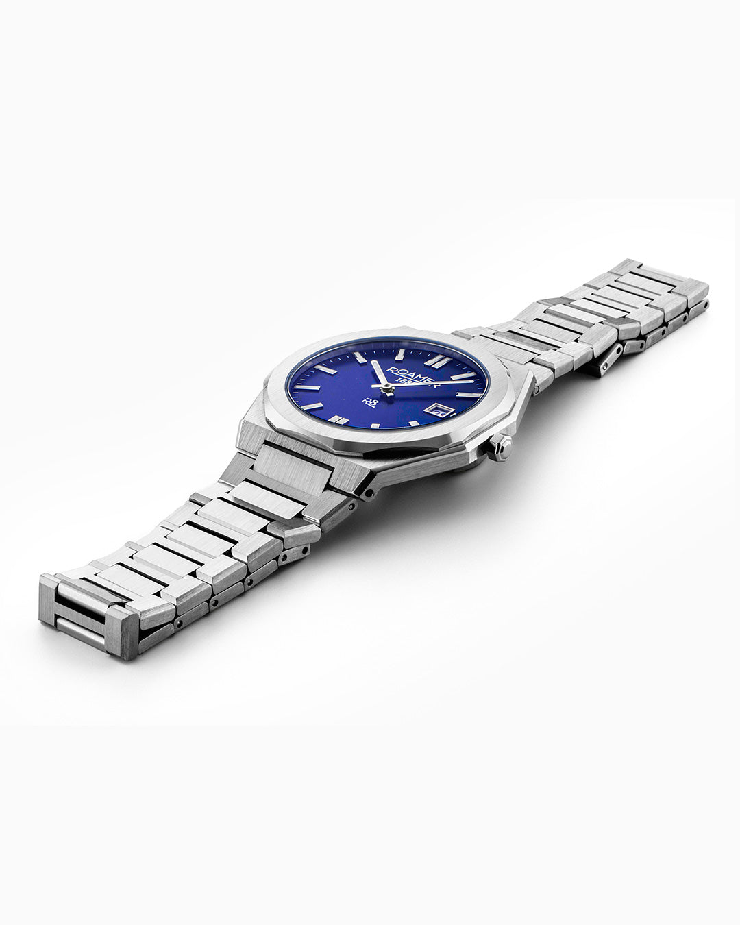 R8 Gents 41mm Quartz Three-Hand Date Blue Dial Silver Bracelet Sapphire glass Stainless Steel swiss watch