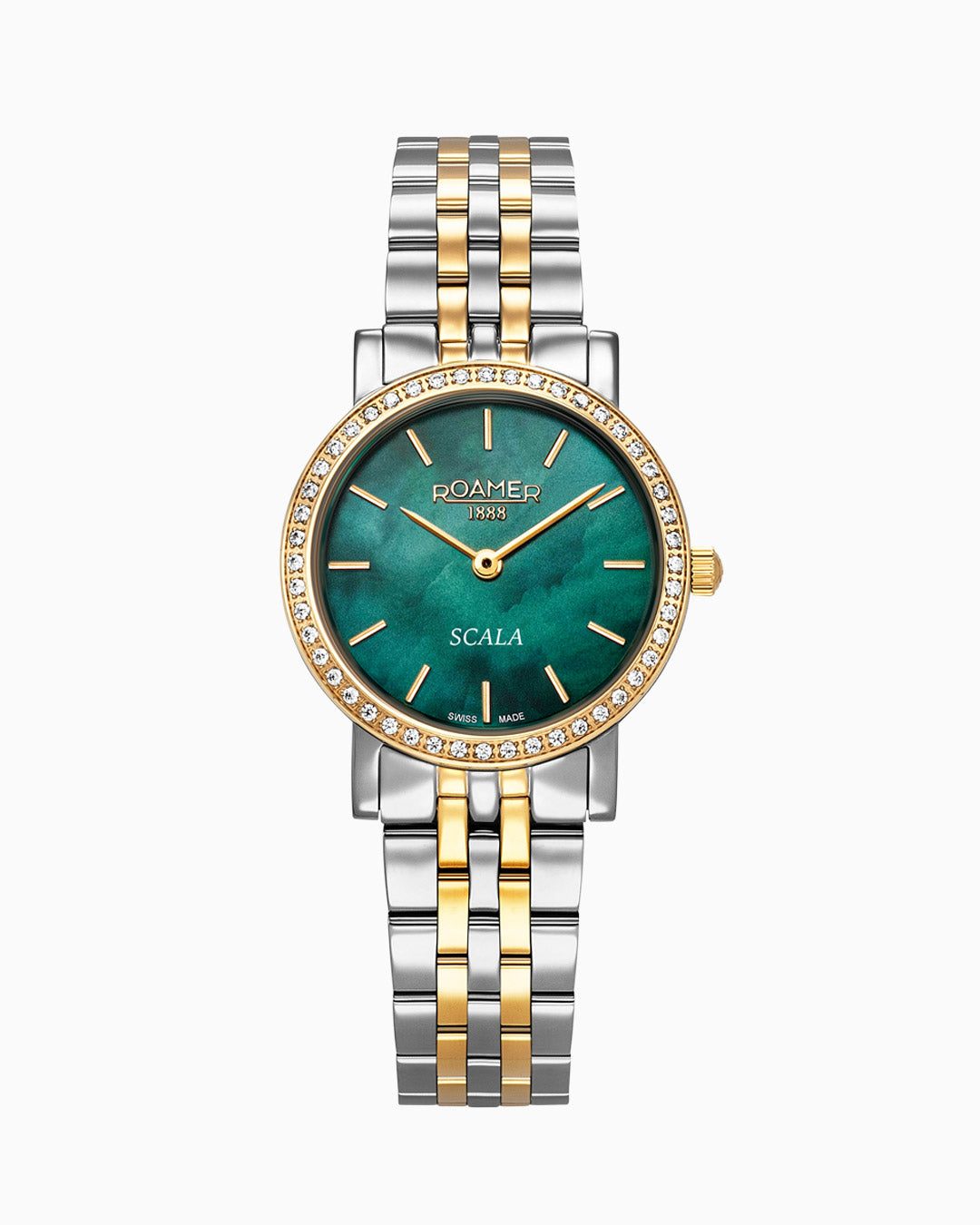 Scala 28 mm Quartz Two-Hand Green MOP Dial Two-Tone Bracelet Sapphire ...